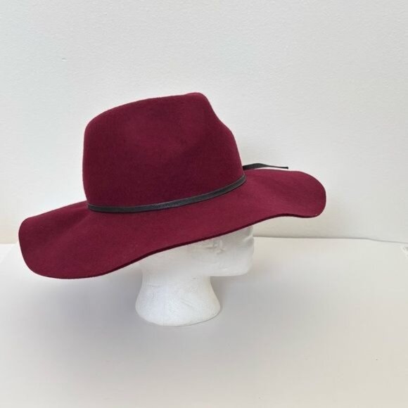 Forever 21 Hat Medium Fedora Retro Burgundy 100% Wool Tie Accent Boho Festival - Picture 4 of 5